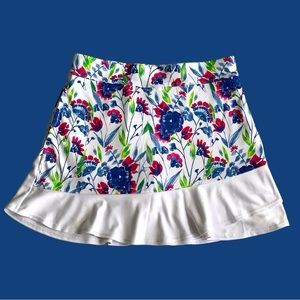 GRAND SLAM WHITE & FLORAL GOLF TENNIS PICKLEBALL SKIRT. WOMEN’S SIZE X-SMALL